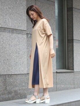 「レイヤードstyle」｜「アイテム（ワンピース/ドレス）」を使った、フェリーニさん（レディース・164cm）の夏コーディネート