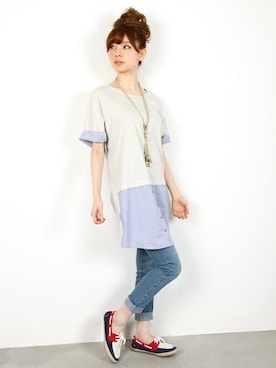 「マリン」｜「アイテム（チュニック）」を使った、フェリーニさん（レディース・162cm）の春コーディネート