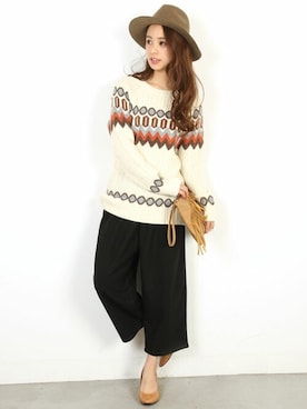 「ガウチョパンツ」｜フェリーニさん（レディース・162cm）の秋コーディネート