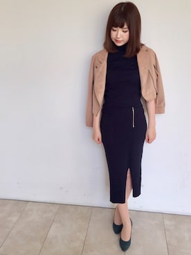 「BSTR」｜「アイテム（ライダースジャケット）」を使った、miri♡さん（レディース・160cm）の冬コーディネート