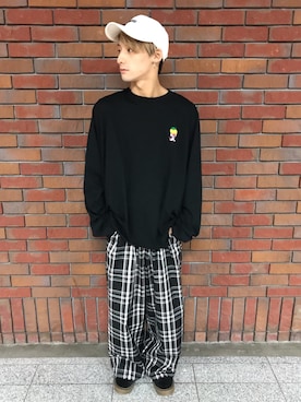 「PUNYUS（プニュズ）のアイテム（帽子）」を使った、なかにしりくさん（メンズ・166cm）の冬コーディネート