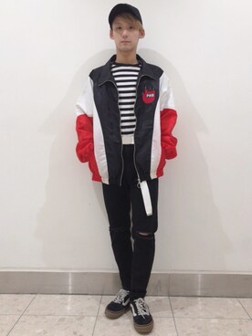 「PUNYUS（プニュズ）のアイテム（ジャケット/アウター）」を使った、なかにしりくさん（メンズ・166cm）の冬コーディネート