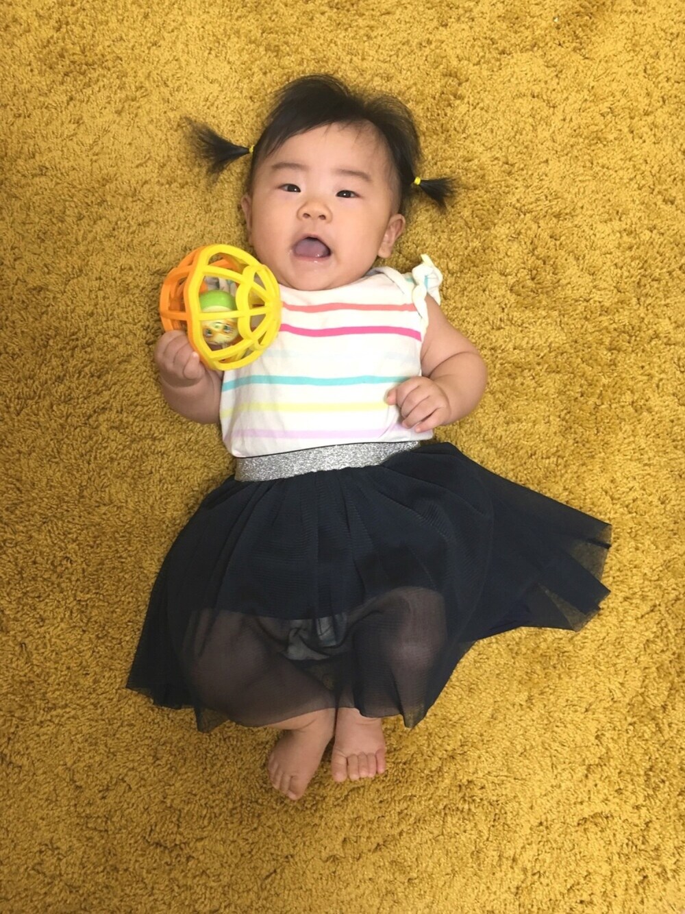 ブルー系のスカート、その他のロンパース、その他のその他を着用したキッズの夏コーディネートの1枚目の写真