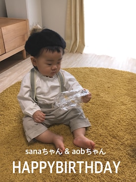「誕生日」｜「アイテム（ハンチング/ベレー帽）」を使った、OSO_ITSU*さん（キッズ・60cm）の秋コーディネート