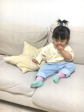 「fafa（フェフェ）のアイテム（レッグウェア）」を使った、OSO_ITSU*さん（キッズ・70cm）の春コーディネート