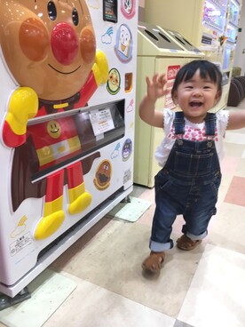 「刺繍」｜「アイテム（サロペット/オーバーオール）」を使った、OSO_ITSU*さん（キッズ・70cm）の夏コーディネート