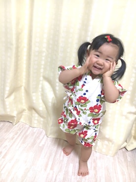 「西松屋」｜「アイテム（浴衣）」を使った、OSO_ITSU*さん（キッズ・70cm）の夏コーディネート