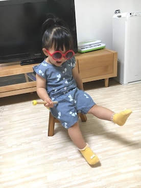 「Carter's（カーターズ）のアイテム（オールインワン・サロペット）」を使った、OSO_ITSU*さん（キッズ・70cm）の夏コーディネート