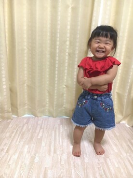 「フリンジデニム」｜「アイテム（その他）」を使った、OSO_ITSU*さん（キッズ・70cm）の夏コーディネート