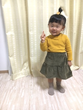 「アイテム（スカート）」を使った、OSO_ITSU*さん（キッズ・80cm）の秋コーディネート