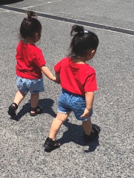 「POOL（プール）のアイテム」を使った、OSO_ITSU*さん（キッズ・80cm）の夏コーディネート