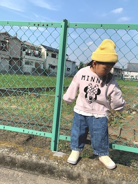 「OZOC（オゾック）のアイテム（ニットキャップ/ビーニー）」を使った、OSO_ITSU*さん（キッズ・80cm）の秋コーディネート