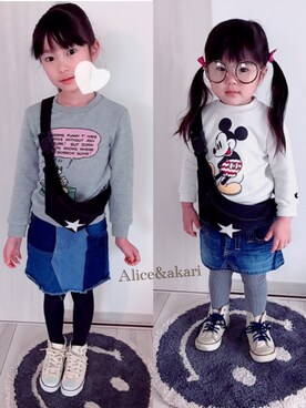 「Lee（リー）のアイテム（デニムスカート）」を使った、a＊さん（キッズ・100cm）の春コーディネート