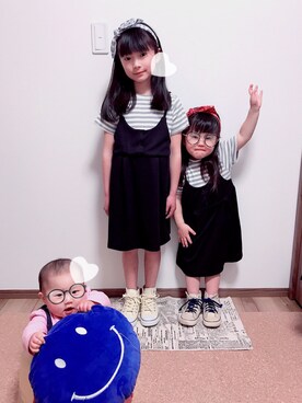 「アイテム（カチューシャ、ホワイト系）」を使った、a＊さん（キッズ・100cm）の春コーディネート