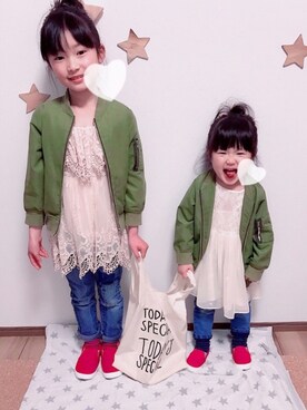 「Lee（リー）のアイテム（パンツ）」を使った、a＊さん（キッズ・100cm）の春コーディネート