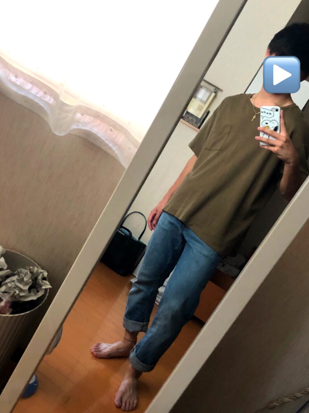 「H&Mのアイテム（デニムパンツ、ブルー系）」を使った、ゆうさん（レディース・167cm）の夏コーディネートの1枚目の写真