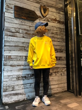 「yellow」｜「アイテム（キャップ）」を使った、Hinata  Itoさん（メンズ・155cm）の冬コーディネート