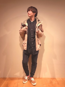 「EDWIN」｜「アイテム（マウンテンパーカー）」を使った、だいちゃんさん（メンズ・173cm）の冬コーディネート