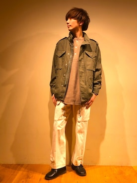 「Right-on（ライトオン）のアイテム（カーゴパンツ）」を使った、だいちゃんさん（メンズ・173cm）の冬コーディネート