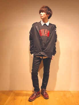 「Champion（チャンピオン）のアイテム（ナイロンジャケット）」を使った、だいちゃんさん（メンズ・173cm）の冬コーディネート