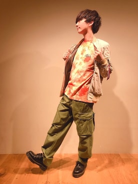 「CAMP7」｜「アイテム（MA-1）」を使った、だいちゃんさん（メンズ・173cm）の春コーディネート