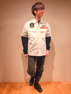 「Right-on（ライトオン）のアイテム（カーゴパンツ）」を使った、だいちゃんさん（メンズ・173cm）の春コーディネート