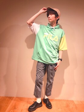 「FILA（フィラ）のアイテム（パーカー）」を使った、だいちゃんさん（メンズ・173cm）の春コーディネート