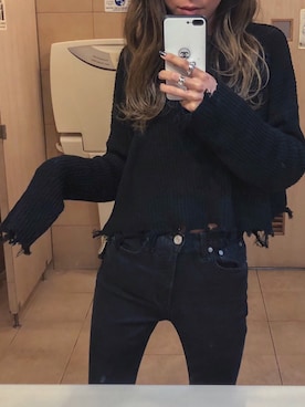 「黒スキニー」｜「アイテム（オールインワン・サロペット）」を使った、NAGIさん（レディース・170cm）の春コーディネート