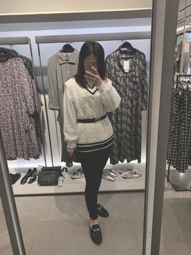 「GU（ジーユー）のアイテム（ベスト、ホワイト系）」を使った、はーさん（レディース・163cm）の秋コーディネート