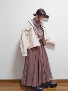 「apres jour（アプレジュール）のアイテム（デニムジャケット）」を使った、え り かさん（レディース・152cm）の春コーディネート