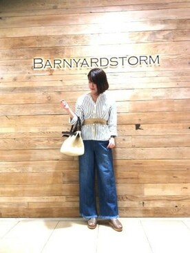 「BARNYARDSTORM（バンヤードストーム）のBARNYARDSTORM / きれいめカゴトート（かごバッグ）」を使った、BARNYARDSTORM本部さん（レディース・167cm）の春コーディネート