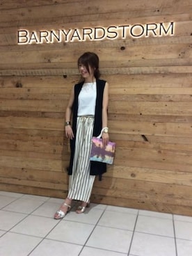 「ジレ」｜「アイテム（アンサンブル）」を使った、BARNYARDSTORM本部さん（レディース・157cm）の春コーディネート