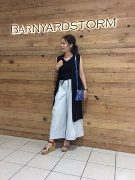 「ストライプパンツ」｜「アイテム（アンサンブル）」を使った、BARNYARDSTORM本部さん（レディース・161cm）の夏コーディネート