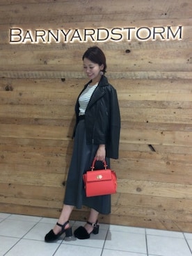 「BARNYARDSTORM（バンヤードストーム）のアイテム（ライダースジャケット）」を使った、BARNYARDSTORM本部さん（レディース・157cm）の夏コーディネート
