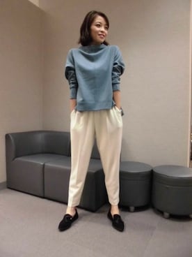 「タッセルローファー」｜「アイテム（スリッポン）」を使った、BARNYARDSTORM本部さん（レディース・166cm）の秋コーディネート