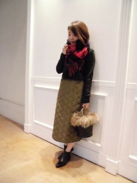 「キルトスカート」｜「アイテム（ブーティ）」を使った、BARNYARDSTORM本部さん（レディース・156cm）の秋コーディネート