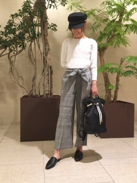「リブニット」｜「アイテム（スリッポン）」を使った、BARNYARDSTORM本部さん（レディース・164cm）の春コーディネート