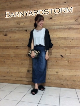 「Tシャツ×デニム」｜「アイテム（ブルゾン）」を使った、BARNYARDSTORM本部さん（レディース・170cm）の夏コーディネート
