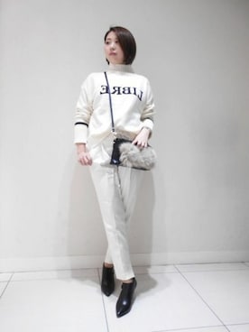 「ロゴニット」｜「アイテム（ブーティ）」を使った、BARNYARDSTORM本部さん（レディース・162cm）の秋コーディネート