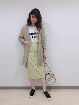 「羽織り」｜「アイテム（スリッポン）」を使った、BARNYARDSTORM本部さん（レディース・163cm）の春コーディネート