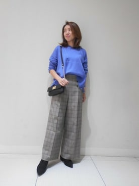 「ブルーニット」｜「アイテム（ブーティ）」を使った、BARNYARDSTORM本部さん（レディース・160cm）の秋コーディネート