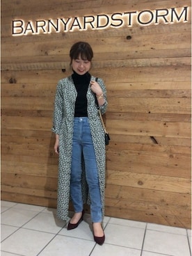 「小花柄ワンピース」｜「アイテム（アクセサリー）」を使った、BARNYARDSTORM本部さん（レディース・155cm）の秋コーディネート