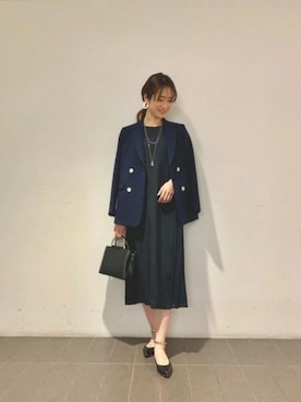 「ネイビーコーデ」｜「アイテム（ブルゾン）」を使った、BARNYARDSTORM本部さん（レディース・172cm）の冬コーディネート