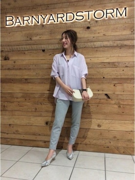 「ジャージーパンツ」｜「アイテム（その他シューズ）」を使った、BARNYARDSTORM本部さん（レディース・158cm）の春コーディネート