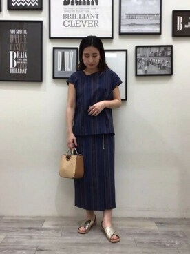 「BARNYARDSTORM（バンヤードストーム）のBARNYARDSTORM / マルチストライプスカート（スカート）」を使った、BARNYARDSTORM本部さん（レディース・151cm）の夏コーディネート