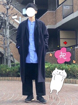 「HARE（ハレ）のアイテム（チェスターコート）」を使った、SHOTA / しょうたさん（メンズ・165cm）の冬コーディネート