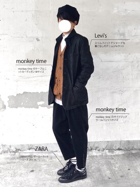 「ドラフトリーバイス」｜「アイテム（スウェット）」を使った、SHOTA / しょうたさん（メンズ・165cm）の冬コーディネート