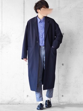「HARE（ハレ）のアイテム（チェスターコート）」を使った、SHOTA / しょうたさん（メンズ・165cm）の冬コーディネート