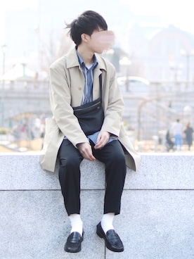 「MR.OLIVE（ミスターオリーブ）のアイテム（ステンカラーコート）」を使った、SHOTA / しょうたさん（メンズ・165cm）の春コーディネート