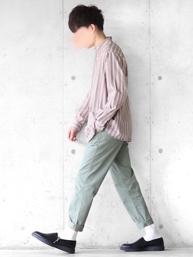 「ノーカラーシャツ」｜「アイテム（スリッポン）」を使った、SHOTA / しょうたさん（メンズ・165cm）の夏コーディネート